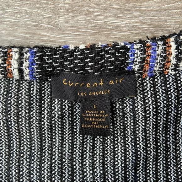 Anthropologie Current  Air Black Tweed Stripe Fringe Top - Picture 6 of 16